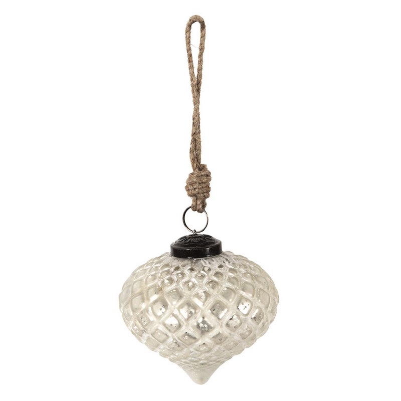Kerstbal Ø 10 cm Zilverkleurig mit Glas Kerstdecoratie