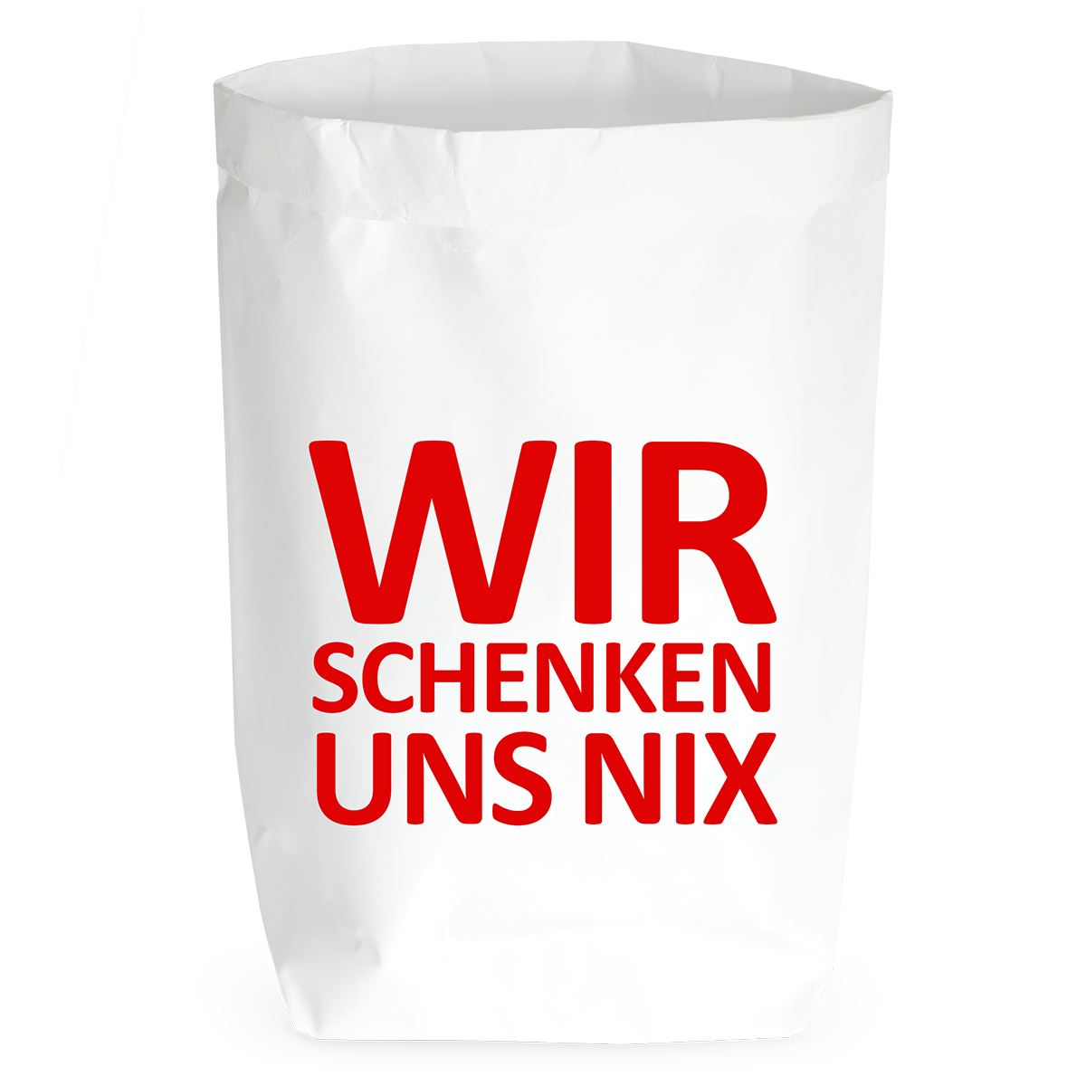 Paperbag Small weiß, wir schenken uns nix, rot