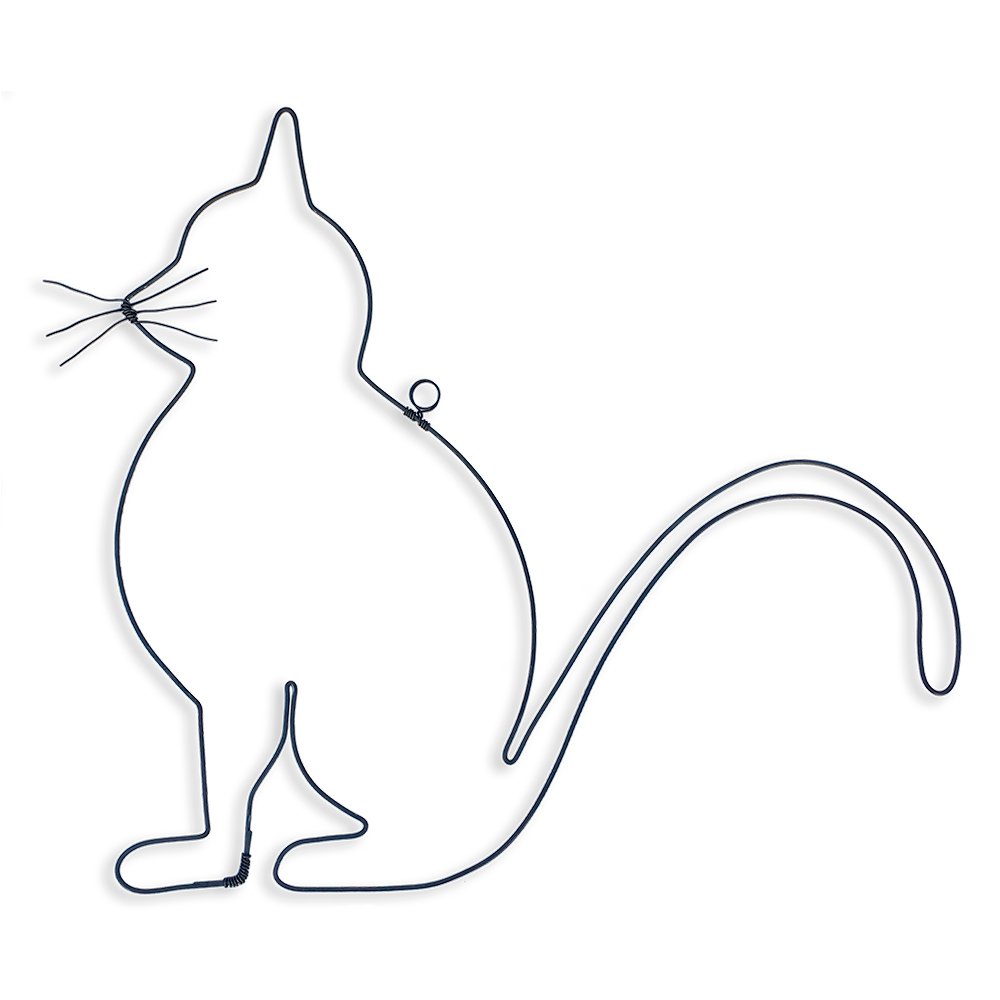 Wire Wall Decoration - Sitting Cat Silhouette - to pin on a wall - Wall Jewelry