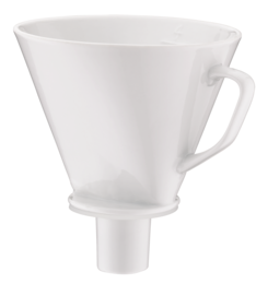 Porcelain oatmeal beige filter coffee maker with a simple, classic design.