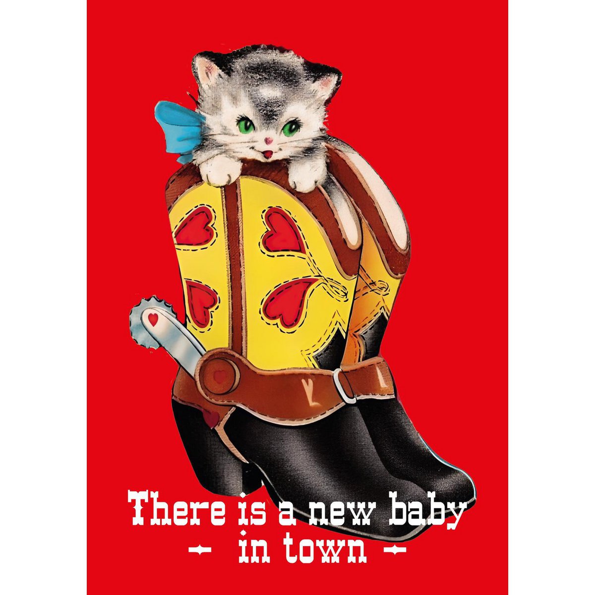 C'è un nuovo bambino in città con il gatto Annuncio di nascita vintage