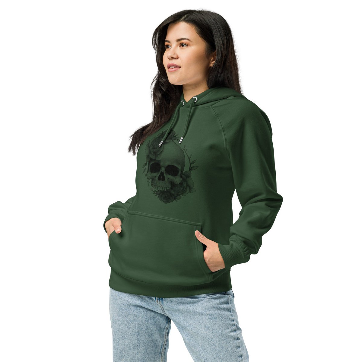 Sweat à capuche raglan biologique unisexe Roses
