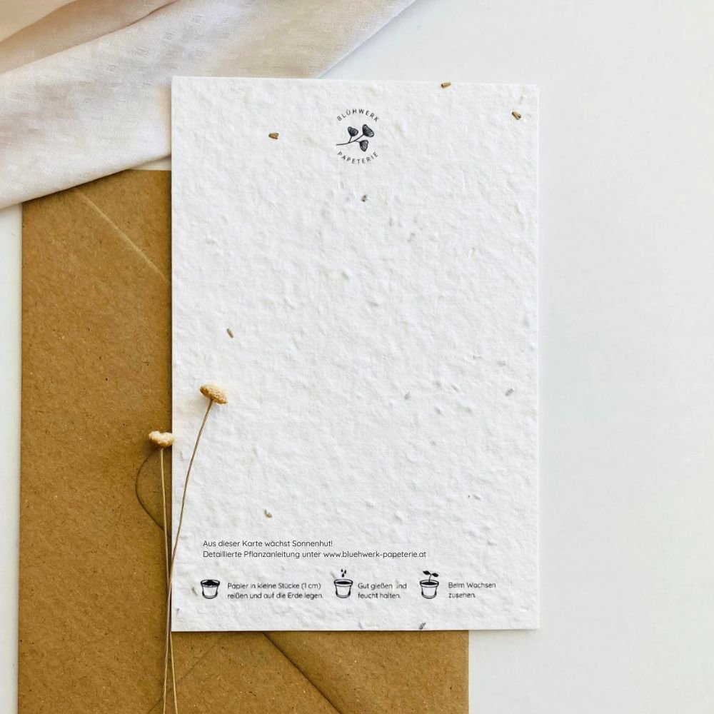 Biglietto d'auguri piantabile “Bouquet di fiori” | Carta seme