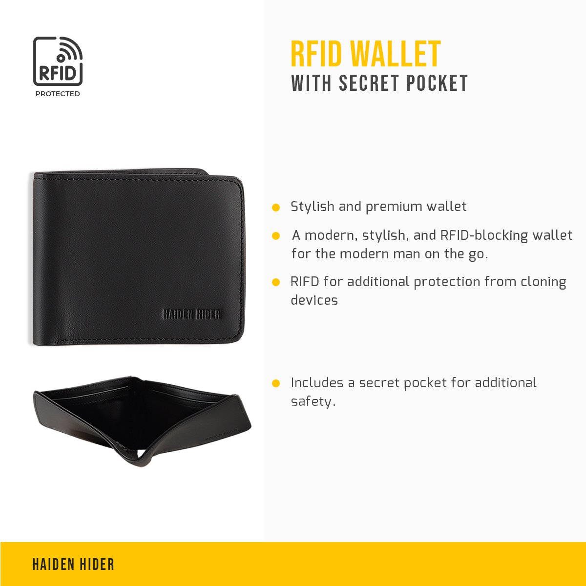 RFID- und NFC-Geldbörse – Anti-Skim-Geldbörse aus schwarzem Leder – 9 Karten – Geschenk Herren – Brieftasche
