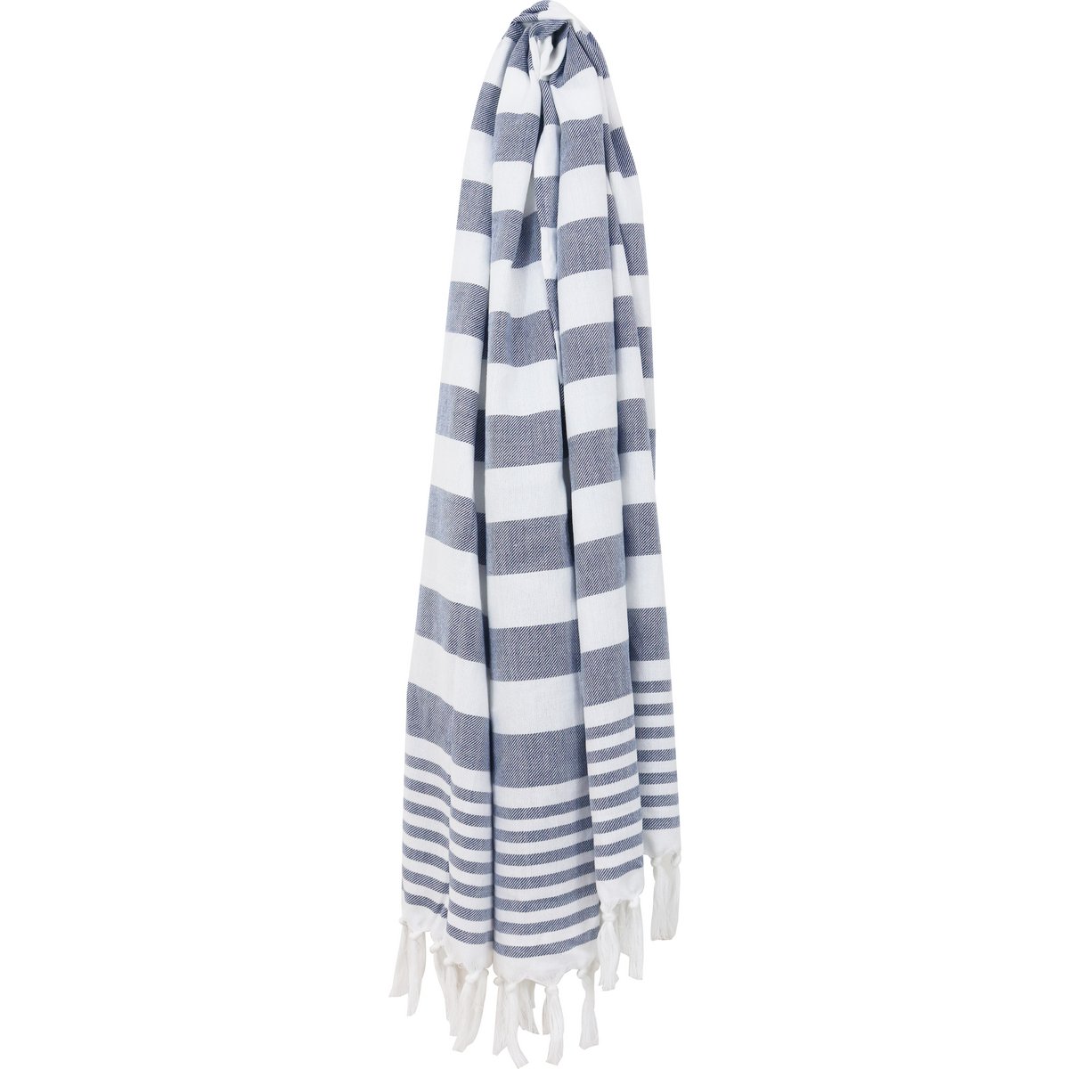 WS Fringed Towel Multi Stripe Navy
