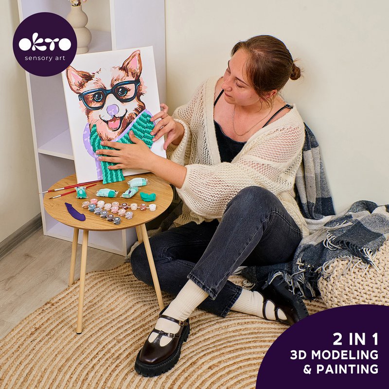 Okto Sensory 3D Air Clay und Malen nach Zahlen – Fashion Corgi