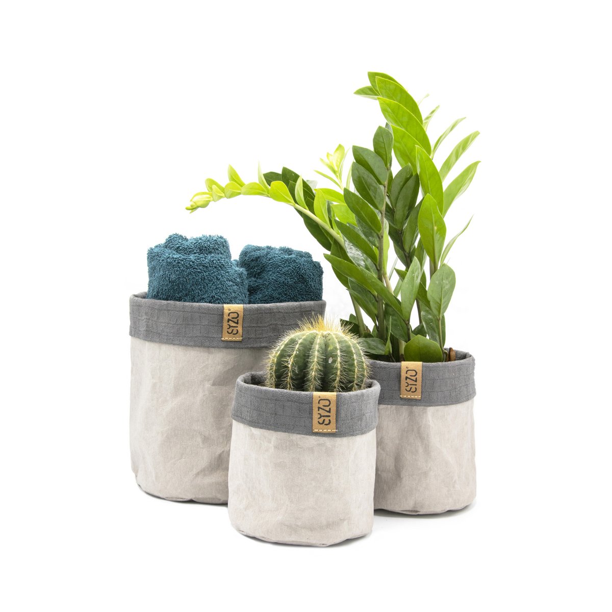 SIZO Paper Bag Grey with suede edge