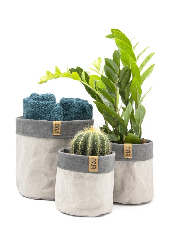 SIZO Paper Bag Grey with suede edge
