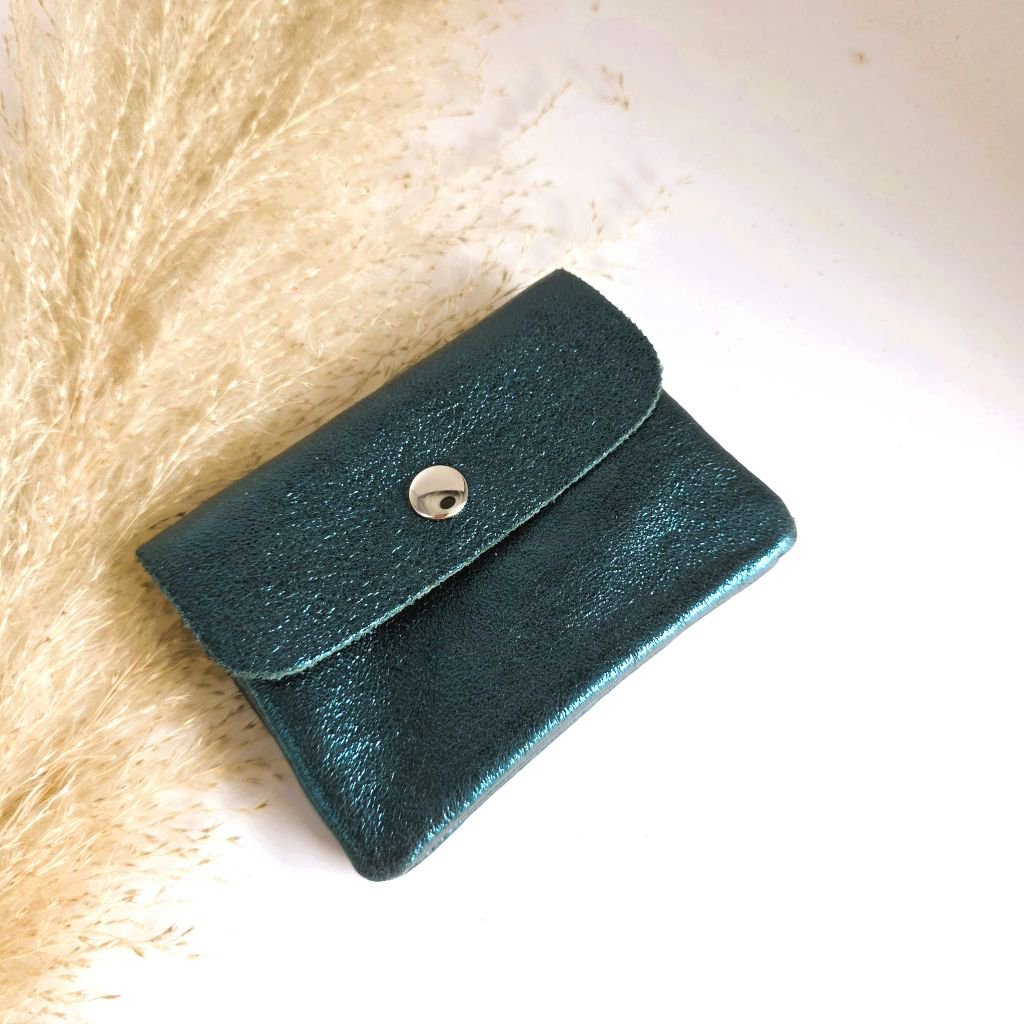 Cartera mini metalizada verde azulado