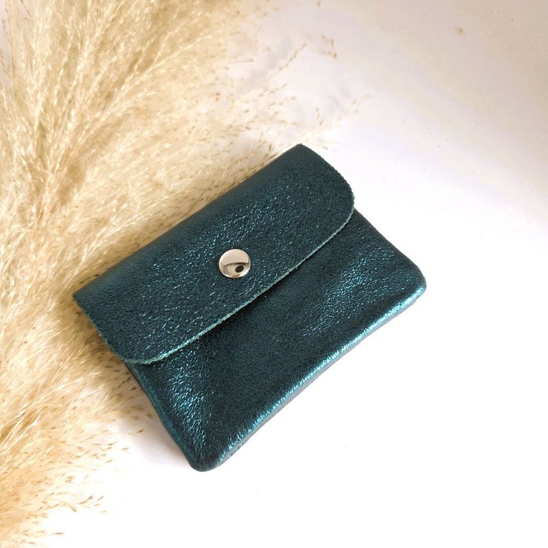 Cartera mini metalizada verde azulado