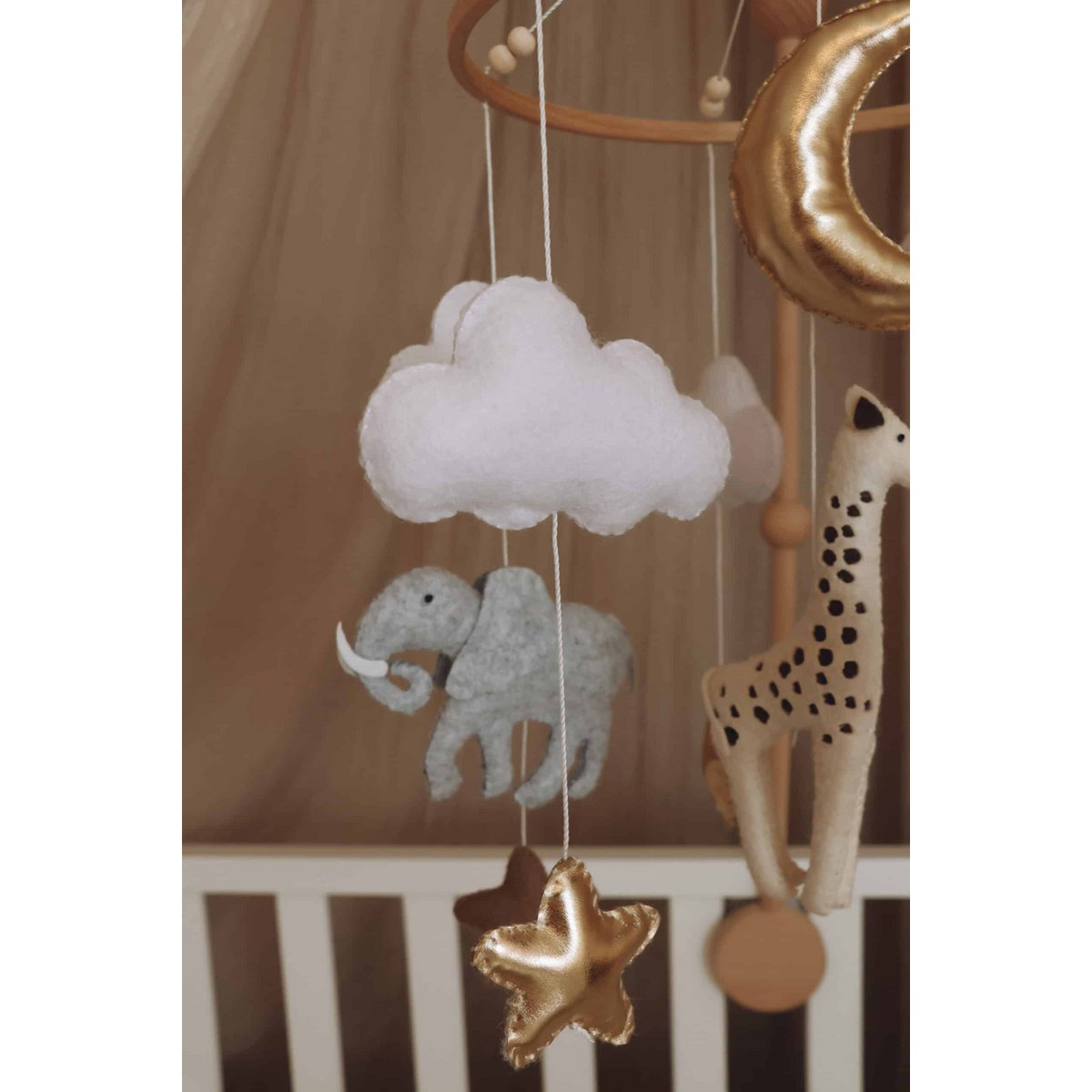 Handgemaakte Safari Muziekmobiel - Boxmobiel - baby mobile - mobile wickeltisch