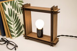 Hashtag LAMP No. 1 vierkante walnoot – Minimalistische dimbare tafellamp – Kerstcadeau