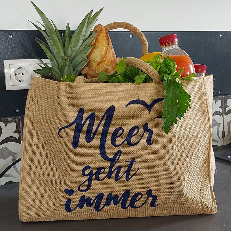 Domelo jute taske indkøbspose. Jute shopper taske. Stort vand -repellent indkøbskurv/ strandpose. Badepose XXL/ indkøbspose gaver til kvinder.