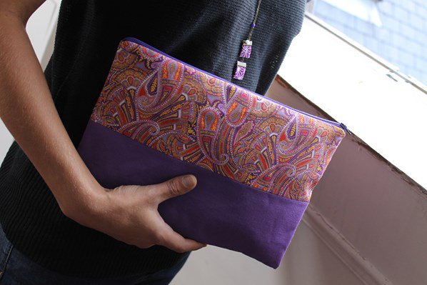Maya pink diamant-lomme med lynlås