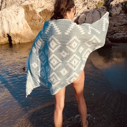 Kilim Pastel Blue Handwoven
