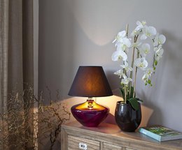 Tafellamp glas paarse lamp zonder lampenkap