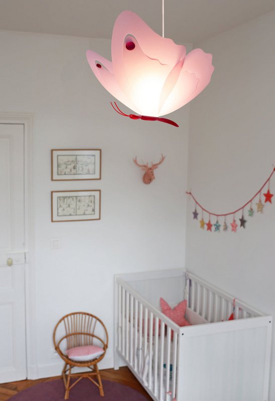 PINK BUTTERFLY CHILDREN'S HANGING LAMP