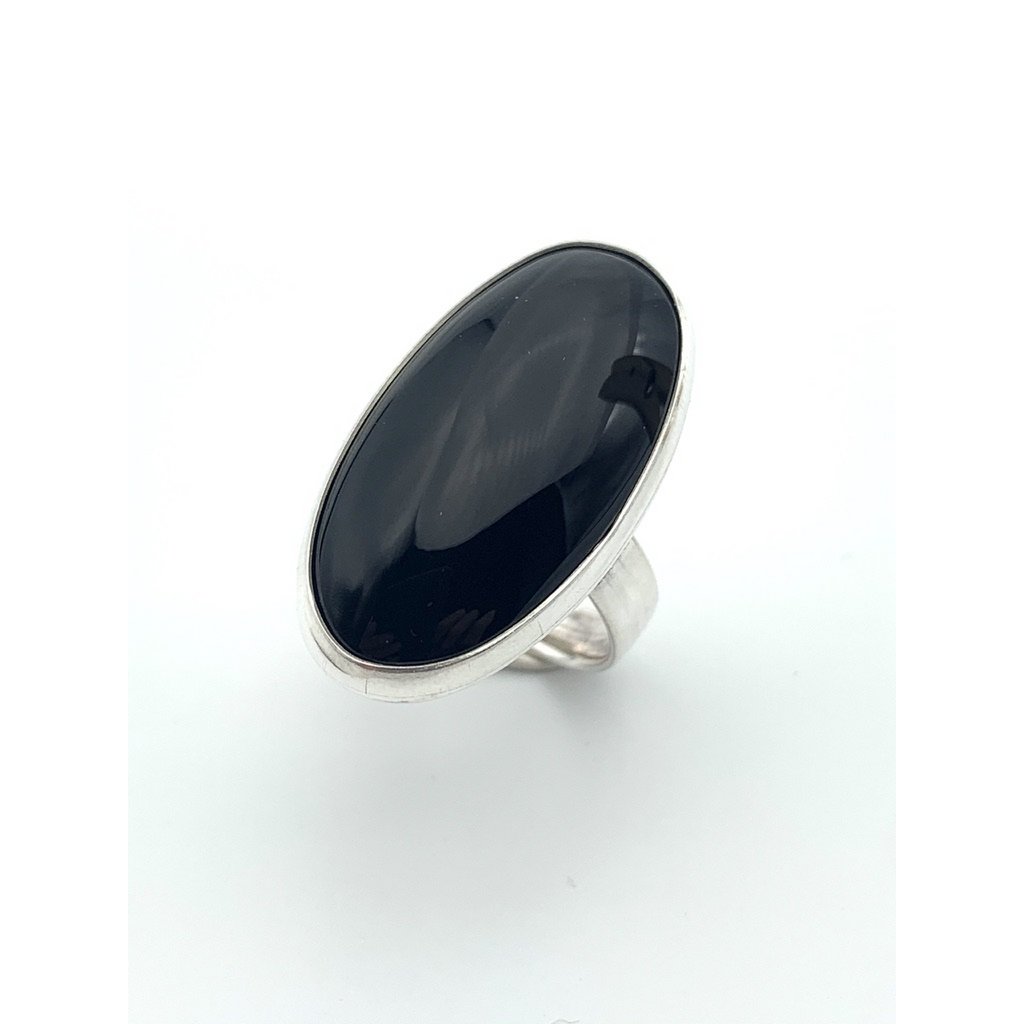Bague en argent 16x30mm Onyx