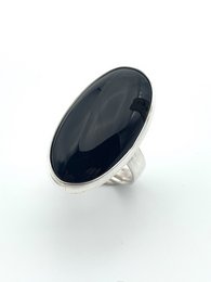 Sølvring 16x30mm Onyx