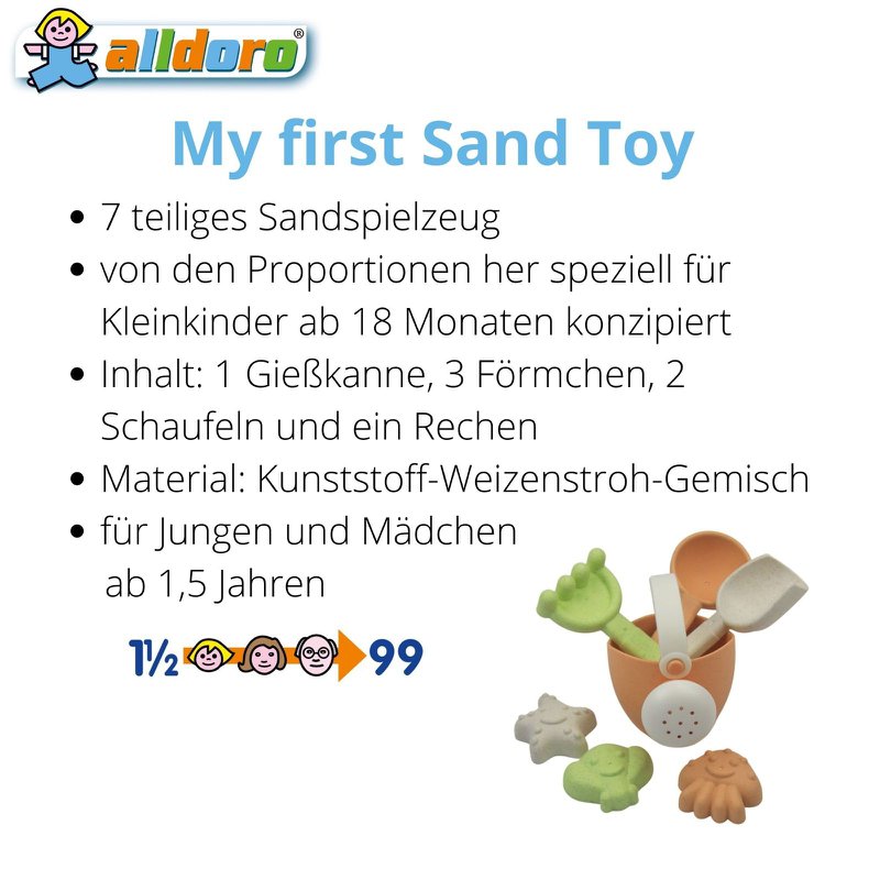 Mit første babysandlegetøj, 7 stk. Mini sandlegesæt med vandkande, plast hvedehalmblanding