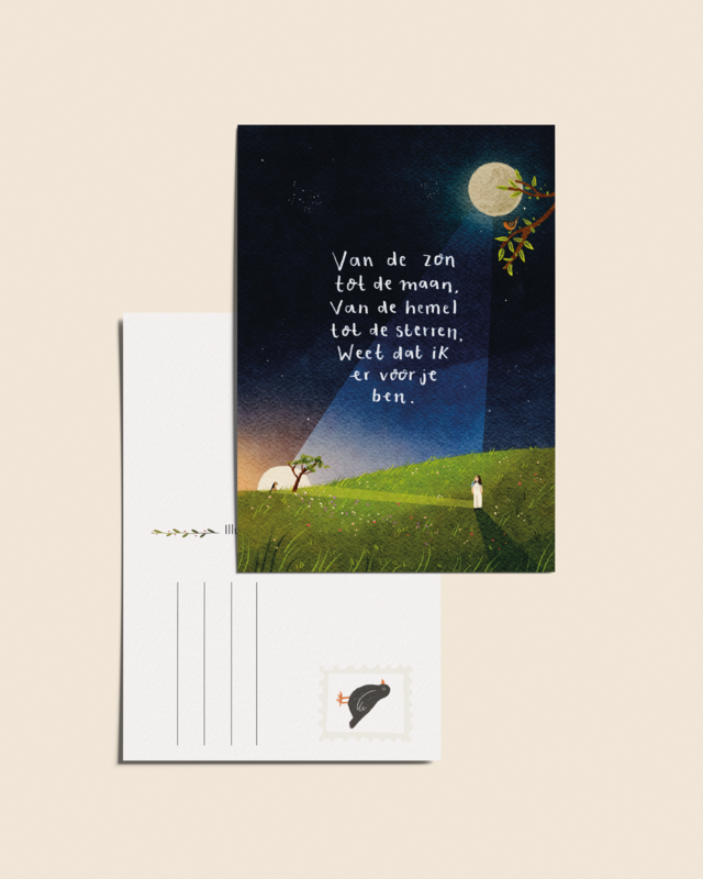 “Sappi che sono qui per te” – Biglietto Illustrato A6 | Tintoretto Gesso da 350 g/m²