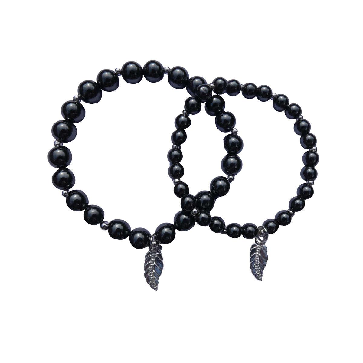 Bracciale mamma e figlia ematite e argento placcato