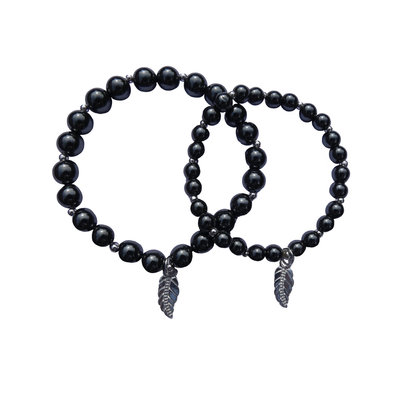 Bracciale mamma e figlia ematite e argento placcato