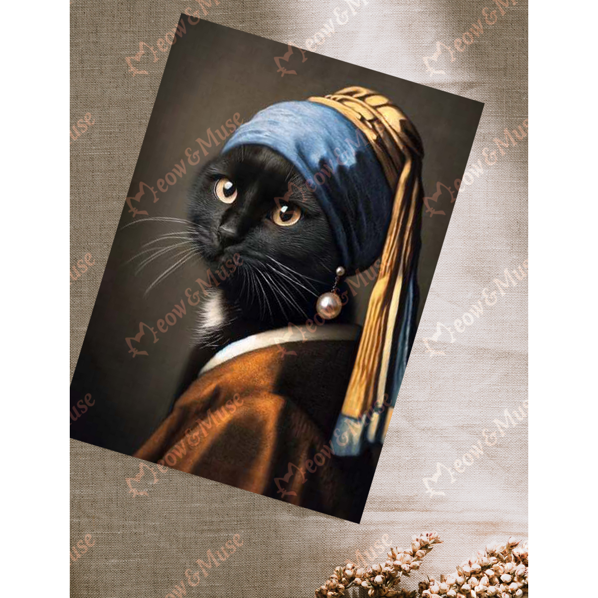 Postcard 'Vermeer Cat Black'