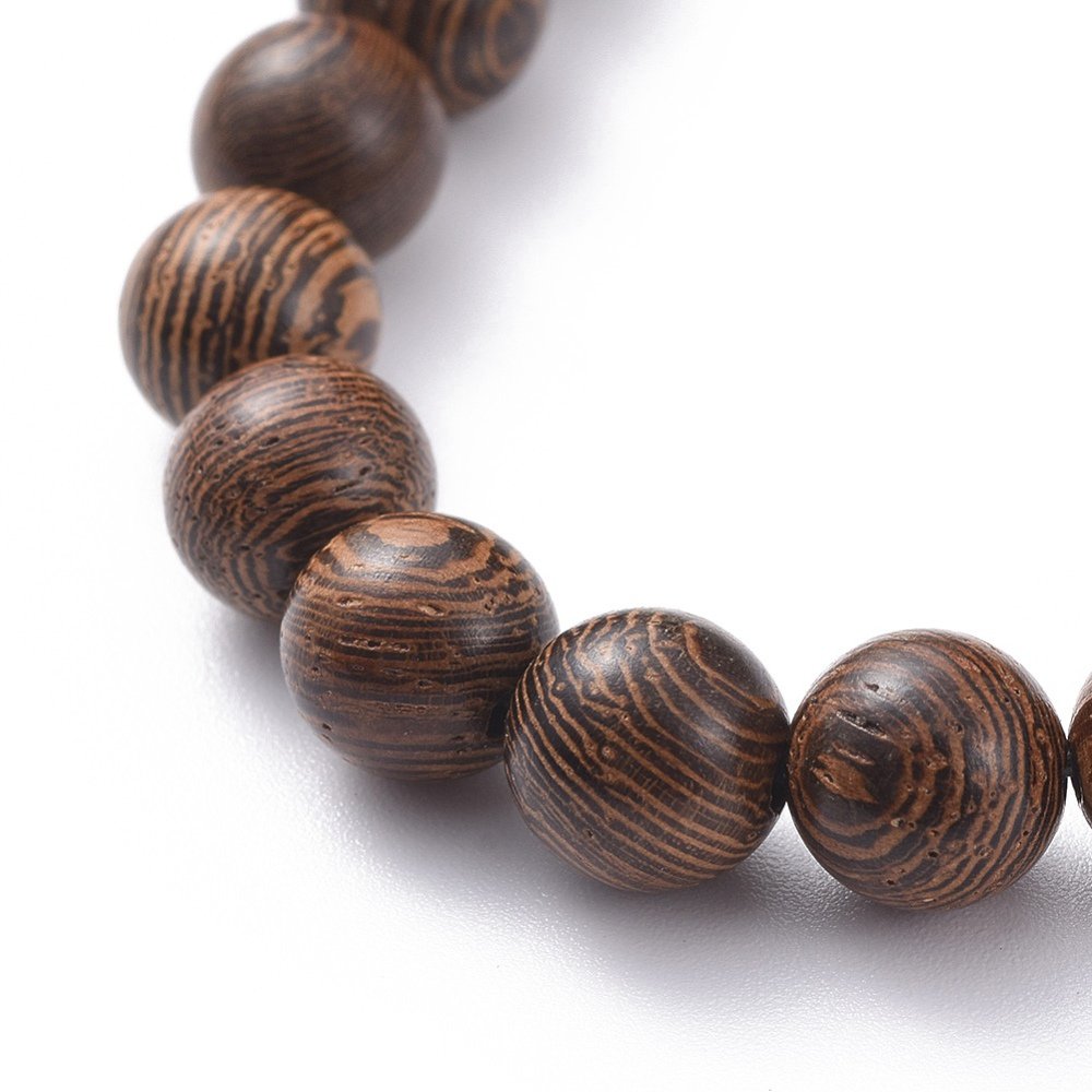 Bracciale elasticizzato con perline turchese e legno