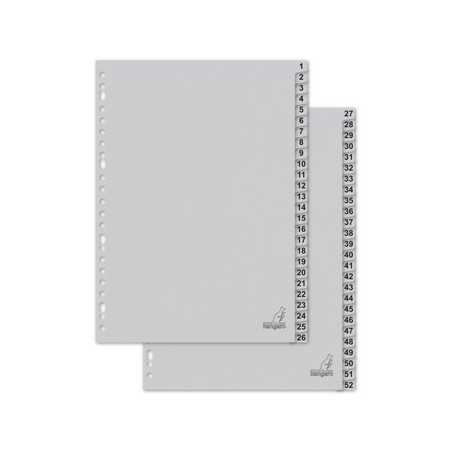 ECO tab Kangaro A4 numbers 180gr gray cardboard 23r 52pcs FSC