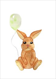 Postcard - Rabbit with balloon