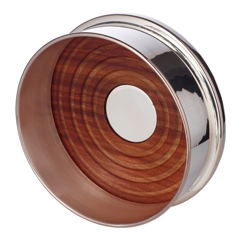 EDZARD Coaster Flaskecoaster Derby, kraftigt forsølvet, med træbund, diameter 13 cm