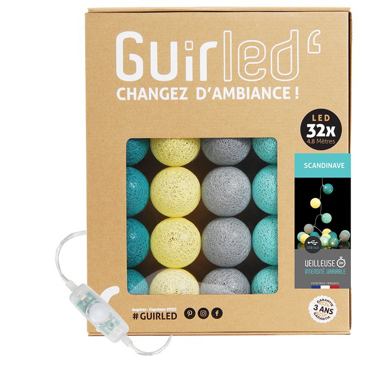 Ghirlanda di luci a batuffolo di cotone LED USB classica scandinava
