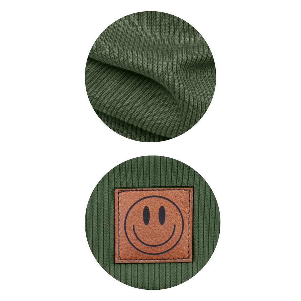 Komplet czapka i komin SMILE - bawełna - khaki