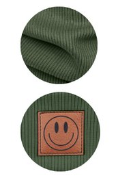Komplet czapka i komin SMILE - bawełna - khaki