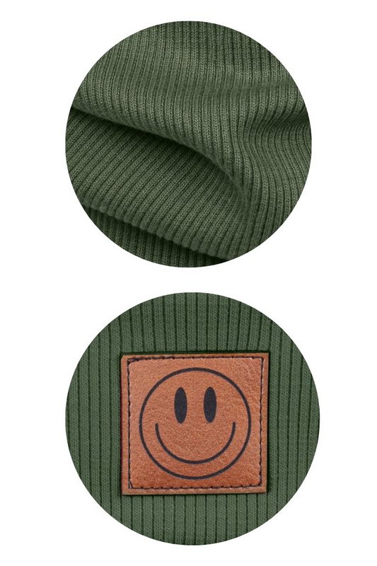 Komplet czapka i komin SMILE - bawełna - khaki