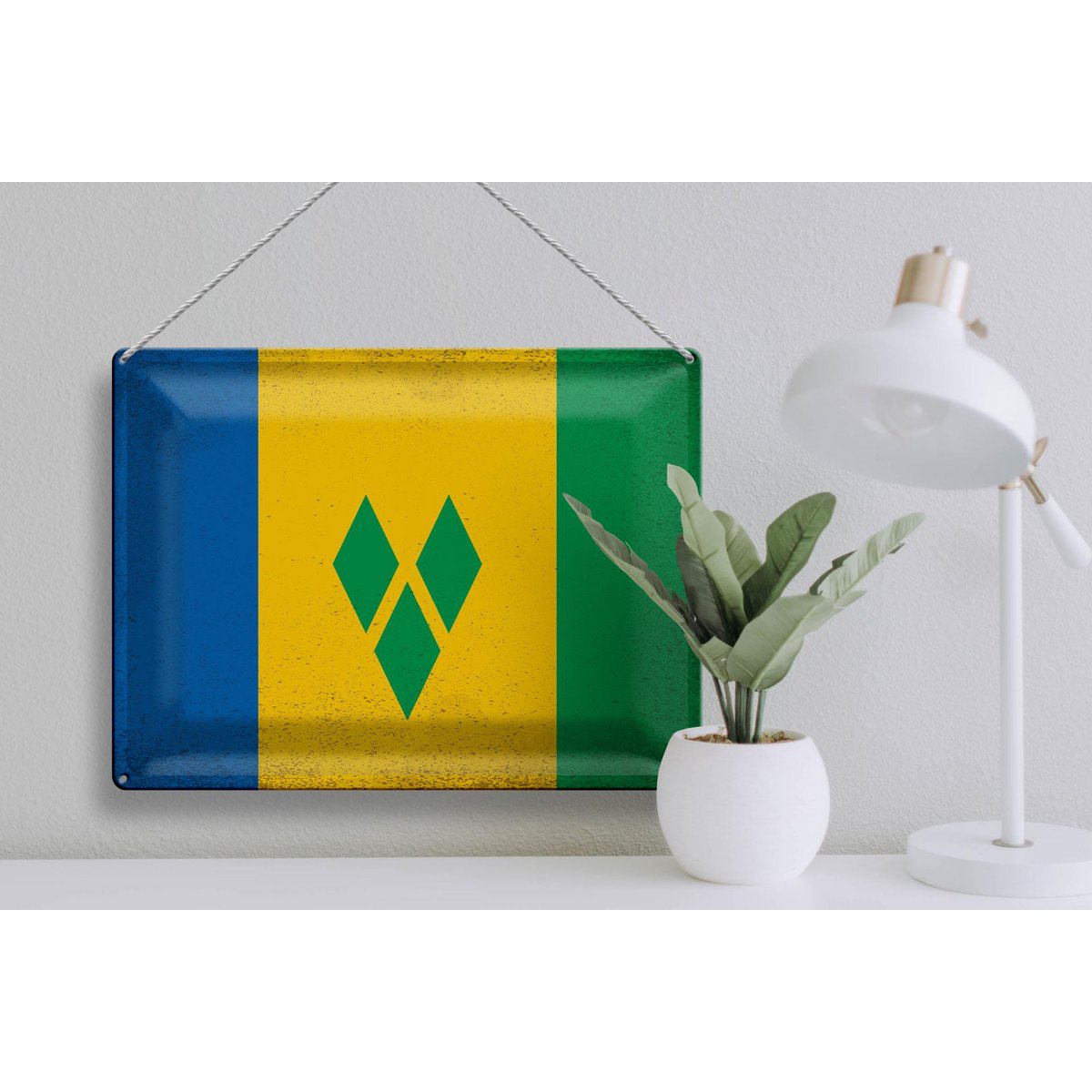 Blechschild Flagge Saint Vincent Grenadinen 40x30cm Vintage