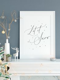 Kerst poster Let it snow, Kerst print sneeuwvlokken