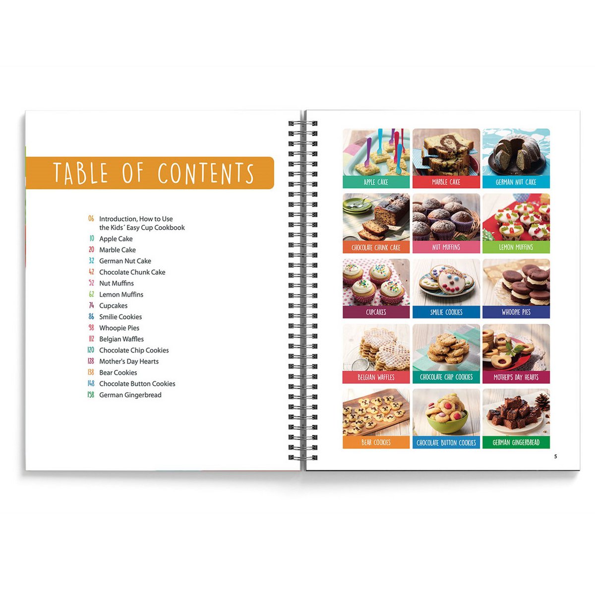 Livre de recettes Kids Easy Cup : Cuisiner avec les enfants (Partie 1), Coffret de pâtisserie incl. 5 tasses à mesurer colorées