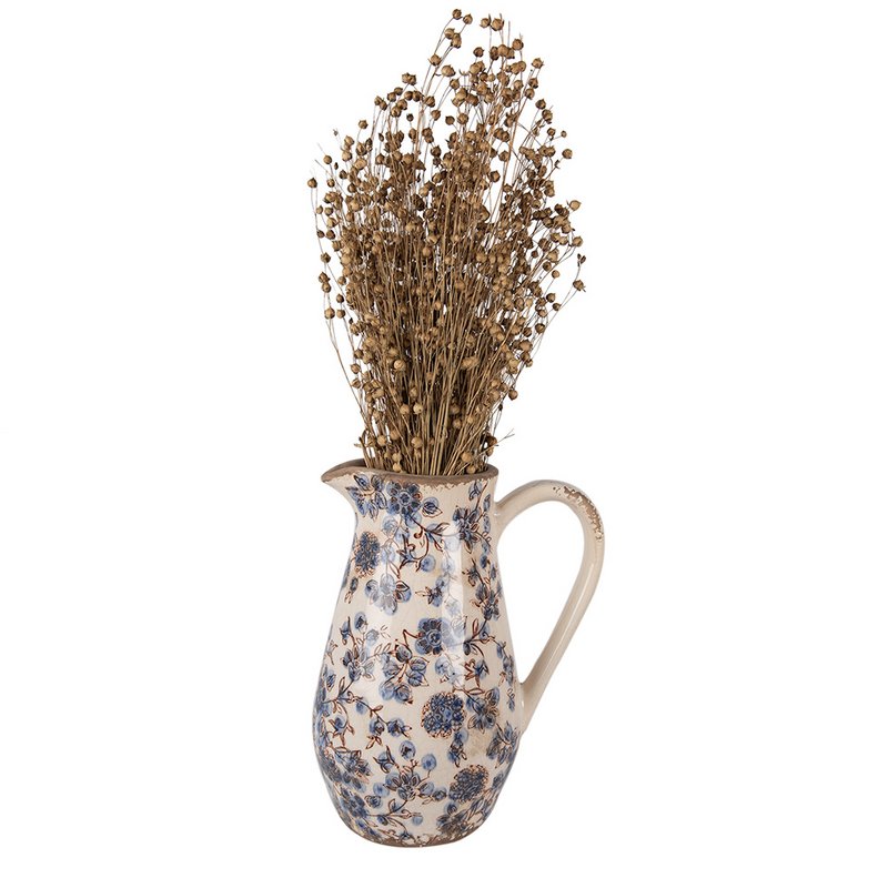 Dekoration kann 20x14x25 cm beige blau Keramikblumenkrug