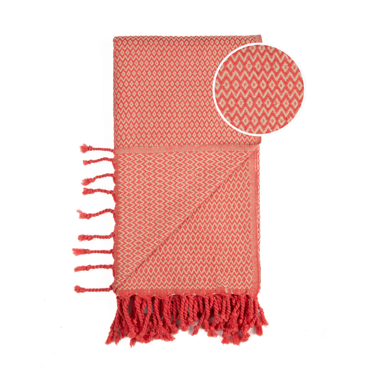 Asciugamano Spa Hammam in cotone SAMOS – Senza sabbia e compatto – Fucsia / Beige - 180x100 cm