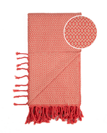 Asciugamano Spa Hammam in cotone SAMOS – Senza sabbia e compatto – Fucsia / Beige - 180x100 cm