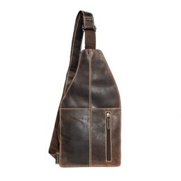 Crossbody taske i 3 farver bøffellæder med justerbar skulderrem og 5 lynlåsrum