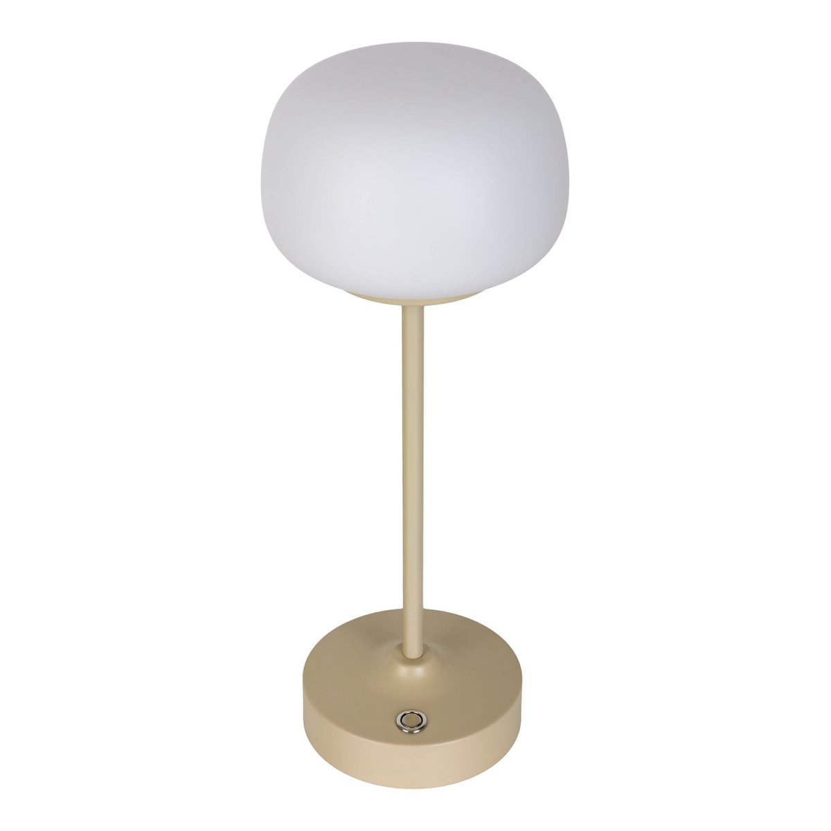 LED -batteri/ bordlampe "Pina" 30 cm høj, lavet af metal (beige) og glas (hvid), integrerede LED'er, varm hvidt
