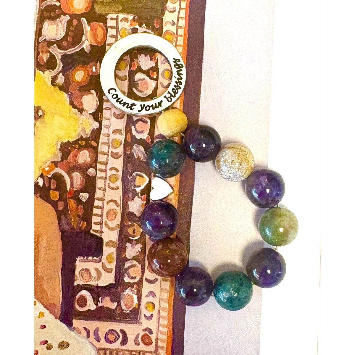 Keychain protective stone Amethyst and Agate / support and strength