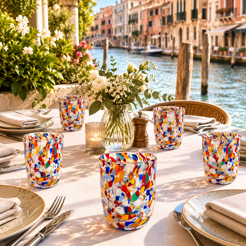 Canova glass glasses of Murano glass, made on the island of Murano, blow and handmade by masters Vetrai - Special Edition - 380 ml.
