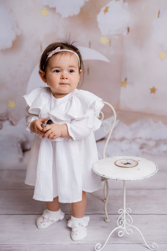 Carmella white dress for new born baby girl
