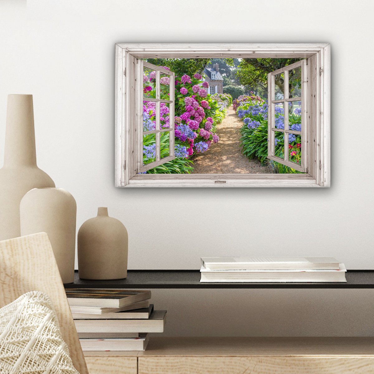 Leinwand Malerei - Wanddekoration - Hortensia - Blick - Blumen - Sommer - Lila - Pad