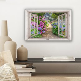 Canvas Maleri - Wall Decoration - Hortensia - View - Flowers - Summer - Purple - Pad