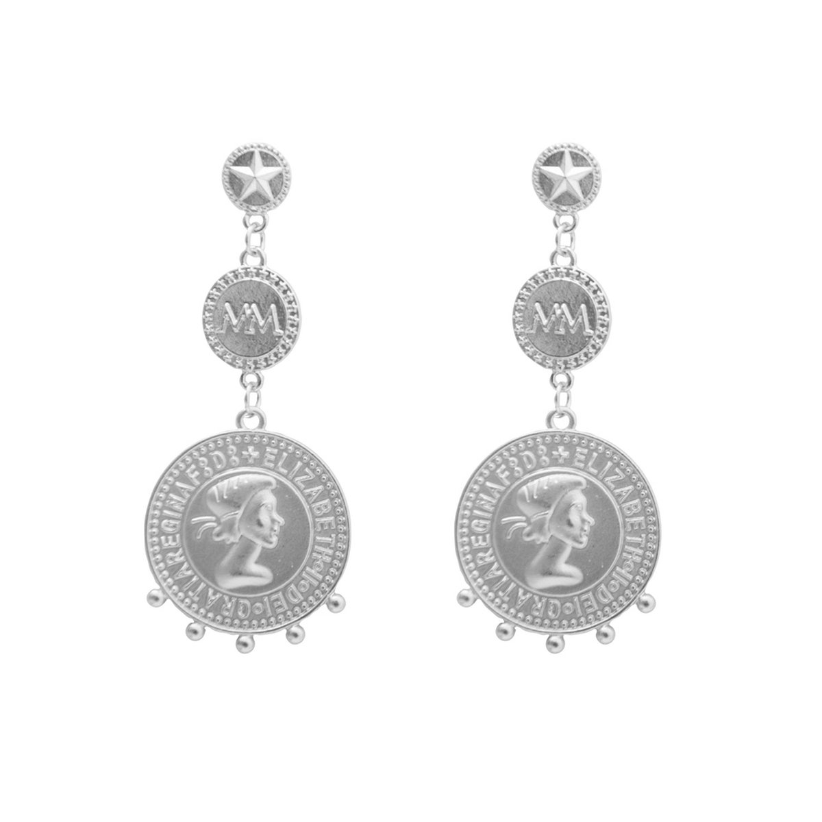 Melli Mello Triple Coin Oorbellen Zilver